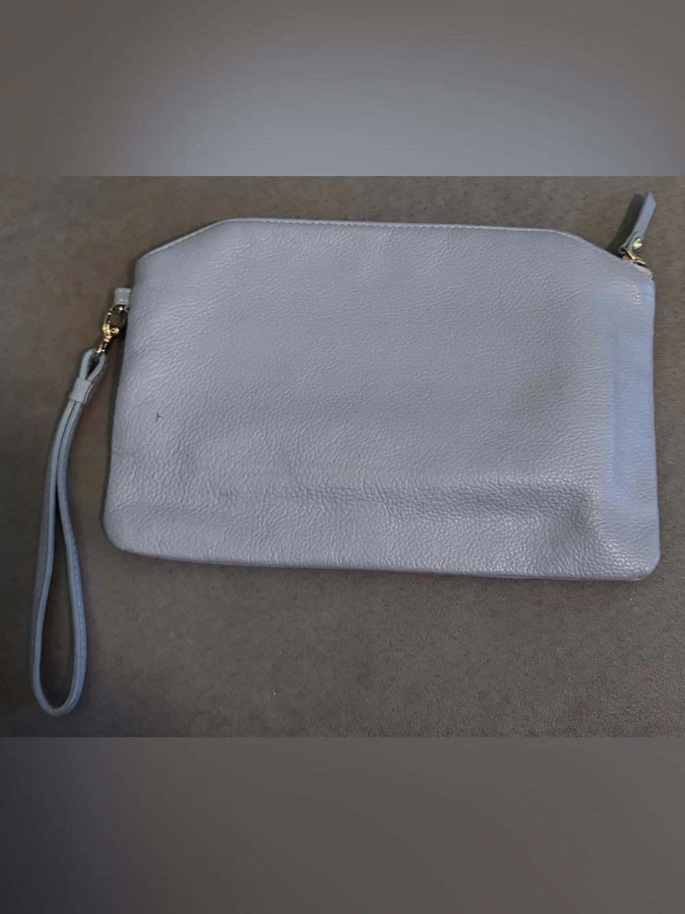 Lodis Small Pebble Leather Wristlet Clutch in Periwinkle with Gold Logo